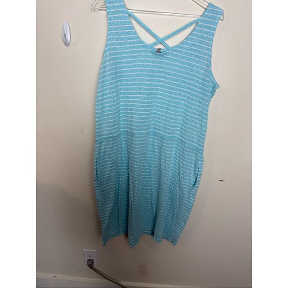 Talbots NWT Blue White Stripe Sleeveless Criss Cross Back Knit Dress 1X Plus Siz - Picture 4 of 6